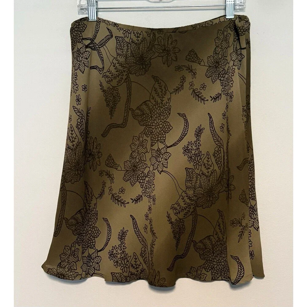 Vintage 90s Imagio Slip Skirt Sz L Lined Floral Flowy Boho Y2K